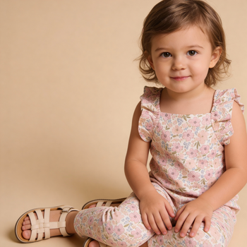 Makemake Organics Organic Flutter Romper - Peony
