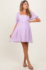 PinkBlush Lavender Smocked Back Textured Babydoll Maternity Mini Dress