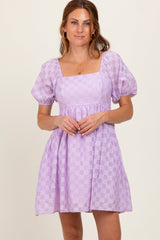 PinkBlush Lavender Smocked Back Textured Babydoll Maternity Mini Dress