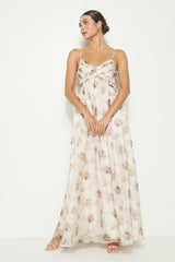 PinkBlush Taupe Multi Floral Print Sleeveless Maternity Maxi Dress