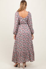 PinkBlush Pink Floral Reversible Long Sleeve Maternity Maxi Dress