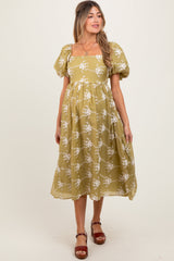 PinkBlush Olive Textured Maternity Midi Dress
