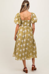 PinkBlush Olive Textured Maternity Midi Dress