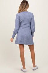 PinkBlush Light Blue Knit Bubble Sleeve Maternity Mini Dress
