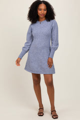 PinkBlush Light Blue Knit Bubble Sleeve Maternity Mini Dress