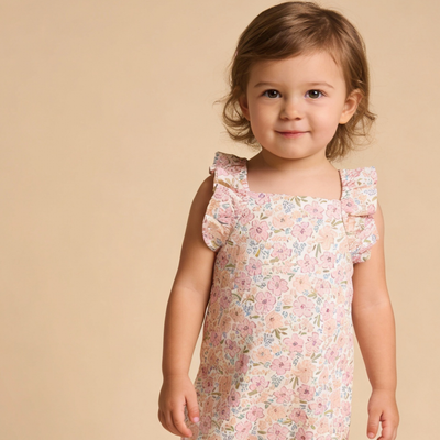 Makemake Organics Organic Flutter Romper - Peony
