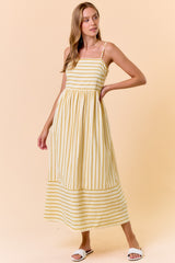 PinkBlush Yellow Striped Sleeveless Maternity Maxi Dress