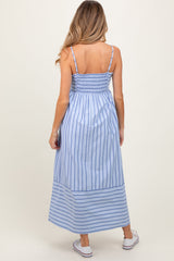PinkBlush Light Blue Striped Sleeveless Maternity Maxi Dress
