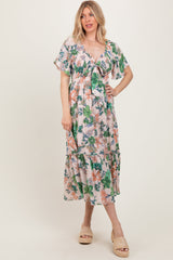 PinkBlush Light Pink Floral Print Woven Maternity Midi Dress