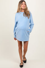 PinkBlush Blue Long Sleeve Oversized Sweatshirt Maternity Mini Dress