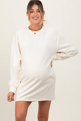 PinkBlush Cream Long Sleeve Oversized Sweatshirt Maternity Mini Dress