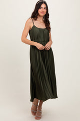PinkBlush Olive Pleated Sash Tie Maternity Midi Dress
