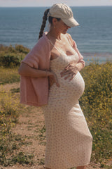 PinkBlush Ivory Floral Pointelle Knit Maternity Midi Dress