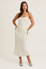 PinkBlush Ivory Floral Pointelle Knit Maternity Midi Dress