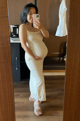 PinkBlush Ivory Floral Pointelle Knit Maternity Midi Dress