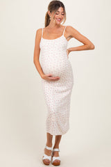 PinkBlush Ivory Floral Pointelle Knit Maternity Midi Dress