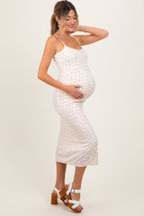 PinkBlush Ivory Floral Pointelle Knit Maternity Midi Dress