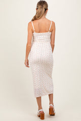 PinkBlush Ivory Floral Pointelle Knit Maternity Midi Dress