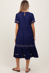 PinkBlush Navy Floral Lace Maternity Midi Dress