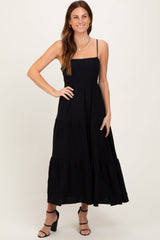 PinkBlush Black Tiered Cutout Tie Back Maternity Midi Dress