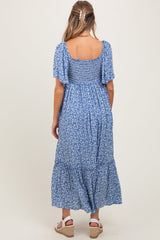 PinkBlush Navy Floral Button Front Maternity Midi Dress