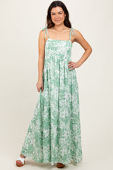 PinkBlush Sage Leaf Print Sleeveless Open Back Smocked Maternity Maxi Dress