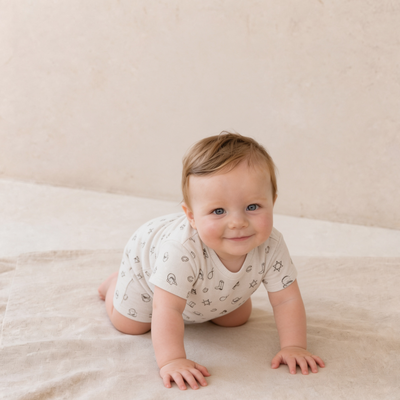 Makemake Organics Organic Short Sleeve Bubble Romper - Rodeo