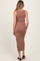PinkBlush Taupe V-Neck Tank Maternity Maxi Dress
