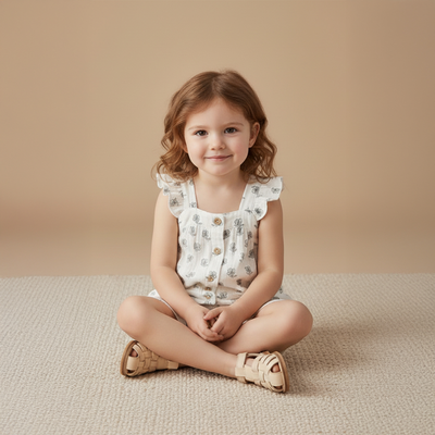 Makemake Organics Organic Flutter Top & Shorts Set - Poppy