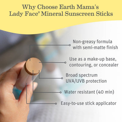 Lady Face Mineral Sunscreen Face Stick SPF 40: .74 oz. net wt. (21 g) / Medium/Dark Tint