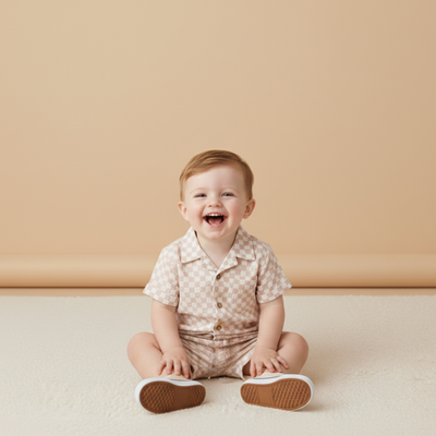 Makemake Organics Organic Shirt & Shorts Set - Brick Checks