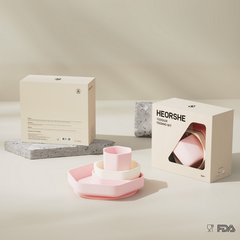 Toddler Feeding Set Pink & White