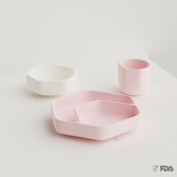 Toddler Feeding Set Pink & White