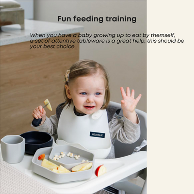 Toddler Feeding Set Grey & Black