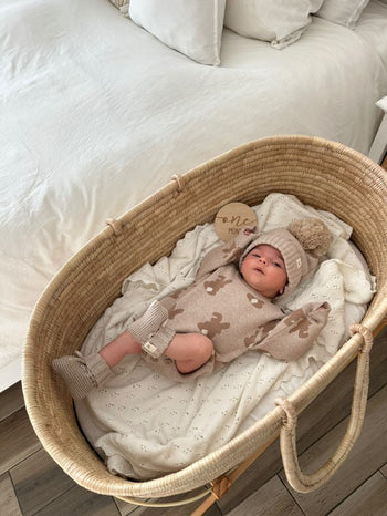 Luna + Luca Bunny Jacquard Romper – Organic Springtime Charm