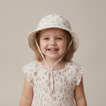 Makemake Organics Organic Bucket Sun Hat - Blush Floral