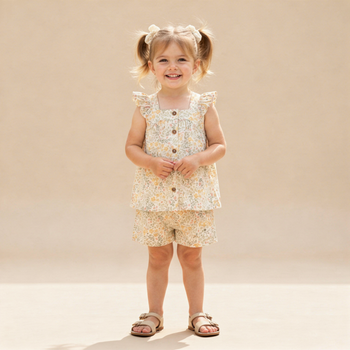 Makemake Organics Organic Flutter Top & Shorts Set - Bloomfield