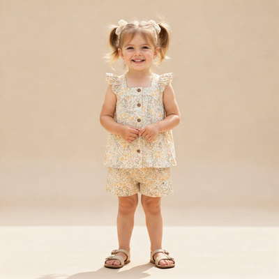Makemake Organics Organic Flutter Top & Shorts Set - Bloomfield