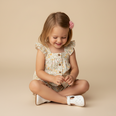 Makemake Organics Organic Flutter Top & Shorts Set - Bloomfield