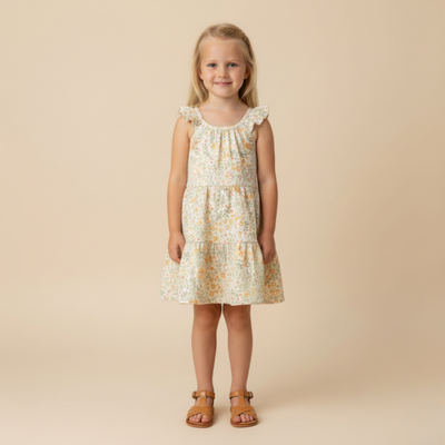Makemake Organics Organic Ruffle Tiered Dress - Bloomfield