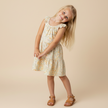 Makemake Organics Organic Ruffle Tiered Dress - Bloomfield