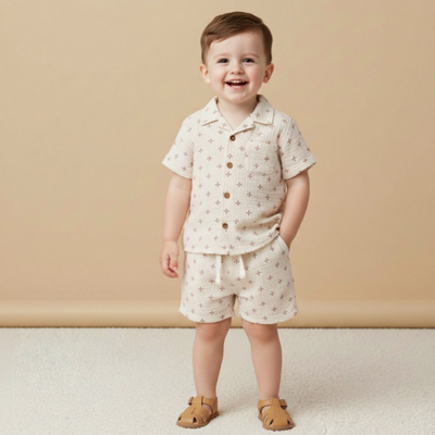 Makemake Organics Organic Shirt & Shorts Set - Cross