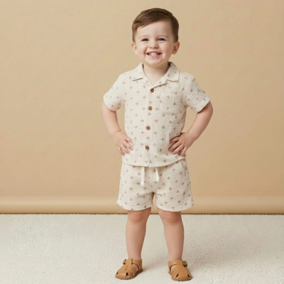 Makemake Organics Organic Shirt & Shorts Set - Cross
