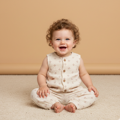 Makemake Organics Organic Buttoned Jumpsuit - Cross