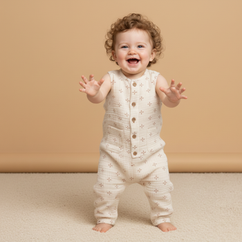 Makemake Organics Organic Buttoned Jumpsuit - Cross