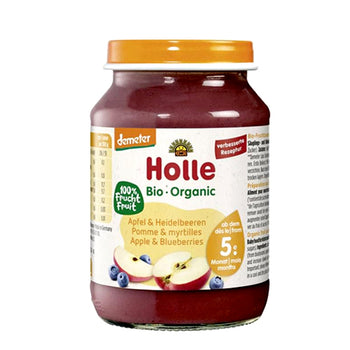 Holle Apple & Blueberry Puree 190 g (167604) (EXP:7/02/26)