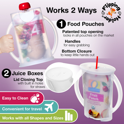 Flipping Holder Gift-Ready Travel Bundle – Food Pouch & Juice Box Holder Set