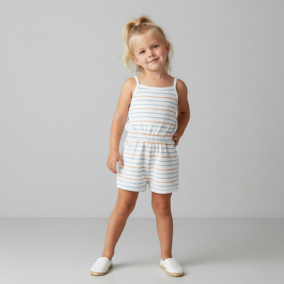 Makemake Organics Organic Tank Romper - Cabana Stripes
