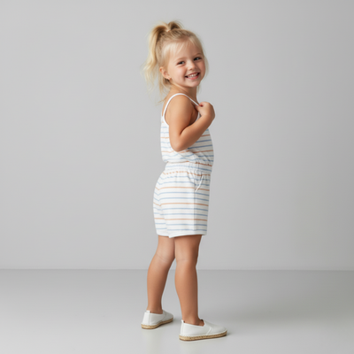 Makemake Organics Organic Tank Romper - Cabana Stripes