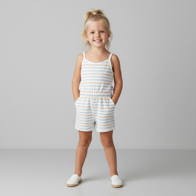 Makemake Organics Organic Tank Romper - Cabana Stripes